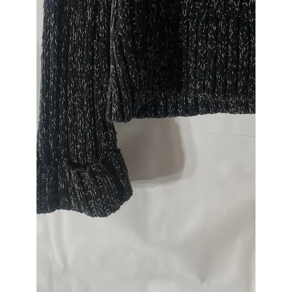 FREE PEOPLE Women's Black Twisted Cable Knit Cuffed Turtleneck Sweater SZ M - Picture 5 of 9